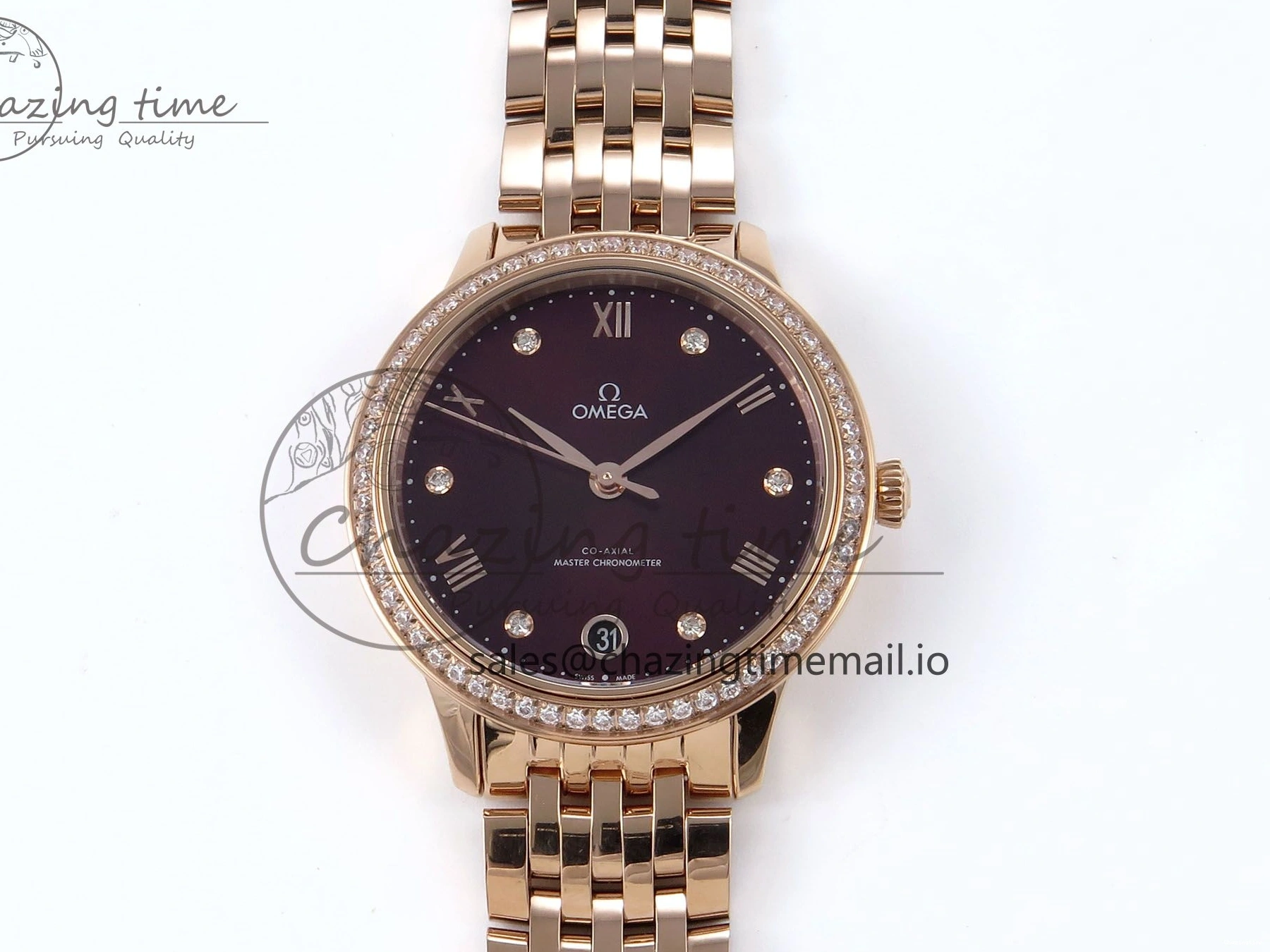 0102 De Ville Prestige Ladies RG VSF 1:1 Best Edition Brown Diamonds Dial on RG Bracelet A Sophisticated 7681